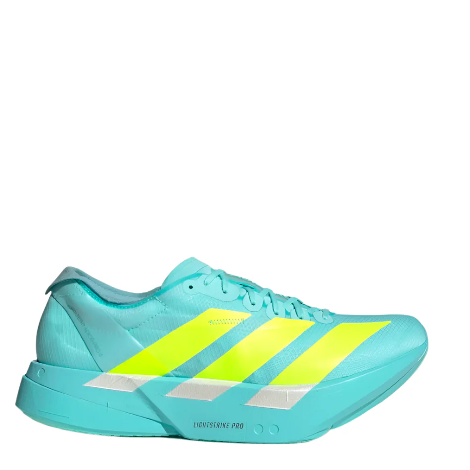 adidas Men's Adizero Adios Pro 4 Running Shoes in Flash Aqua/Lucid Lemon/Mint Ton AW25