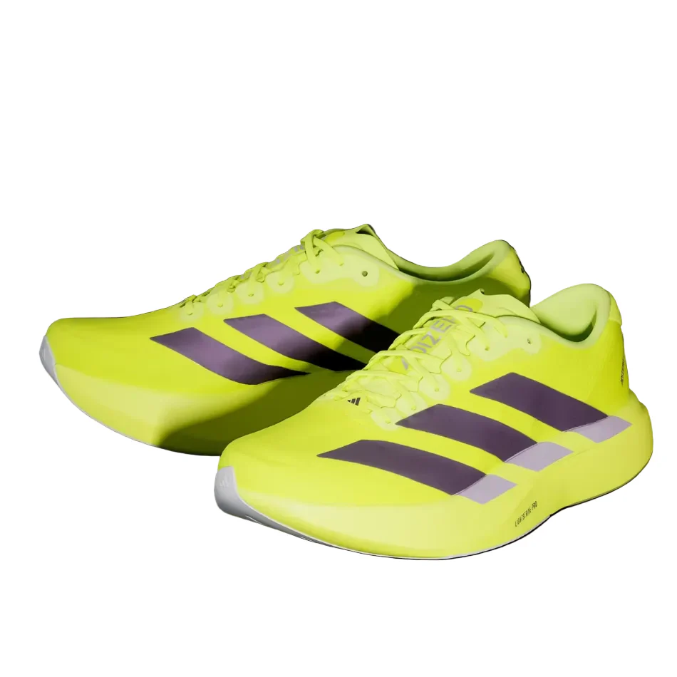adidas Men's adizero Evo SL Woven Running Shoes in Solar Yellow/Aurora Plum/Powder Plum SS26 - Image 2