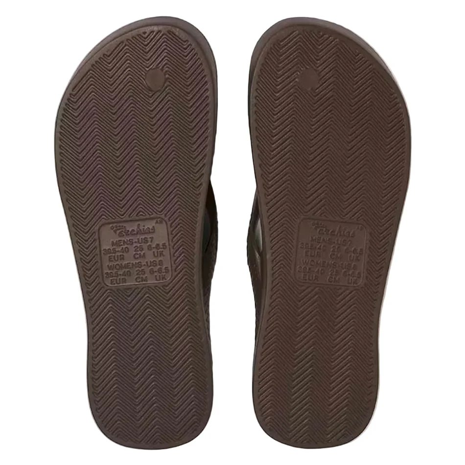 Archies Arch Support Flip Flops in Dark Brown - Image 2