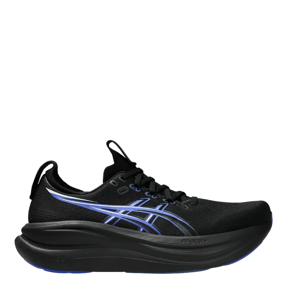 ASICS Men's GEL-NIMBUS 28 Running Shoes in Black/Neon Blue AW26