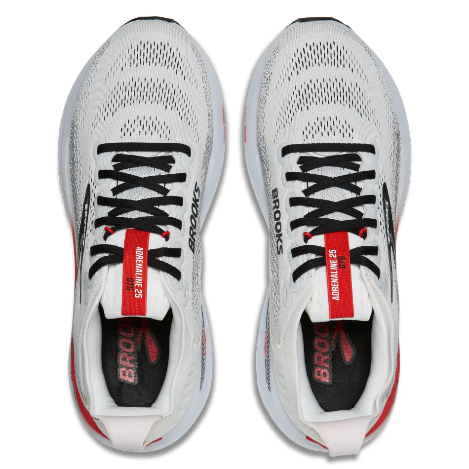 Brooks Men's Adrenaline GTS 25 Running Shoes in White/Black/Red AW26 - Image 2