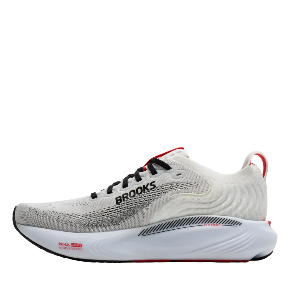 Brooks Men's Adrenaline GTS 25 Running Shoes in White/Black/Red AW26 - Image 5