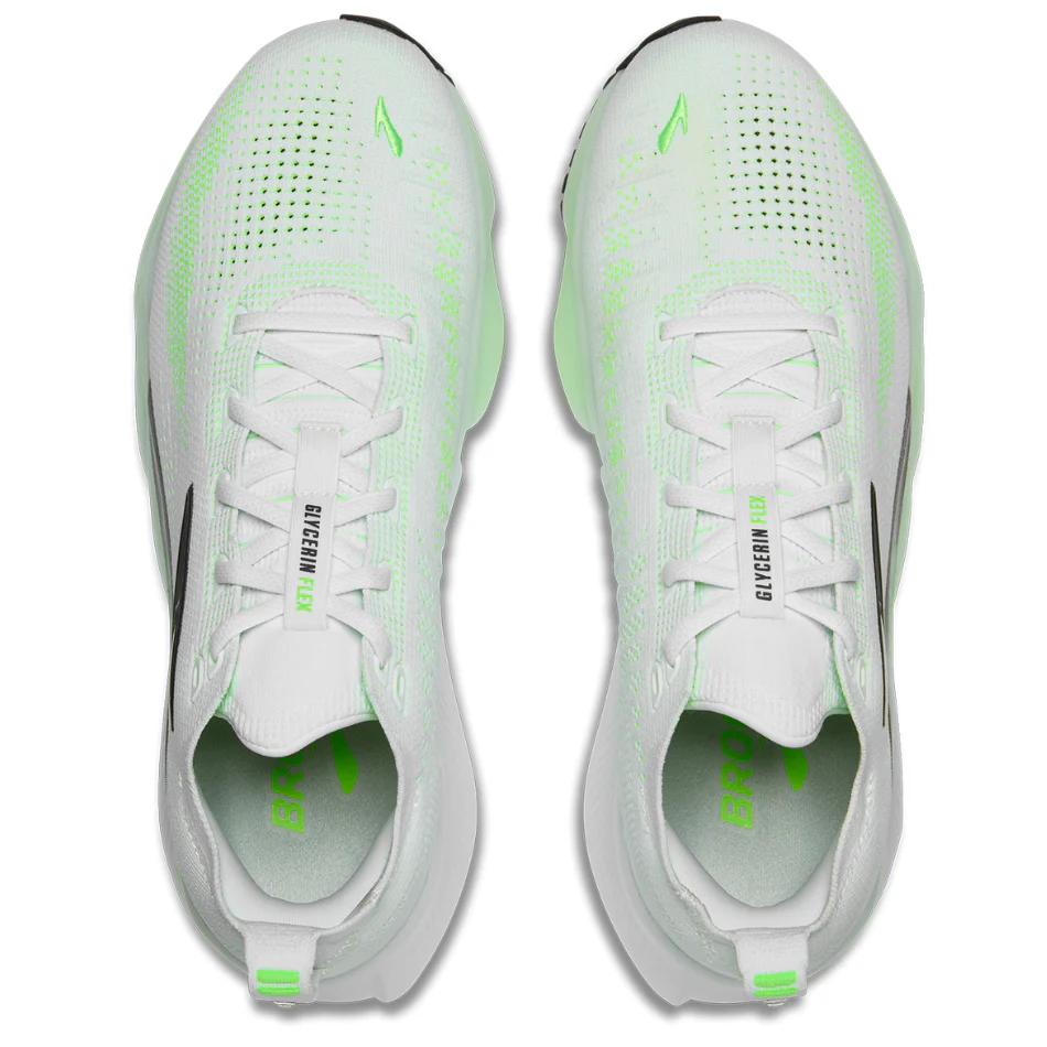 Brooks Men's Glycerin Flex Running Shoes in White/Green Gecko/Phantom SS26 - Image 3