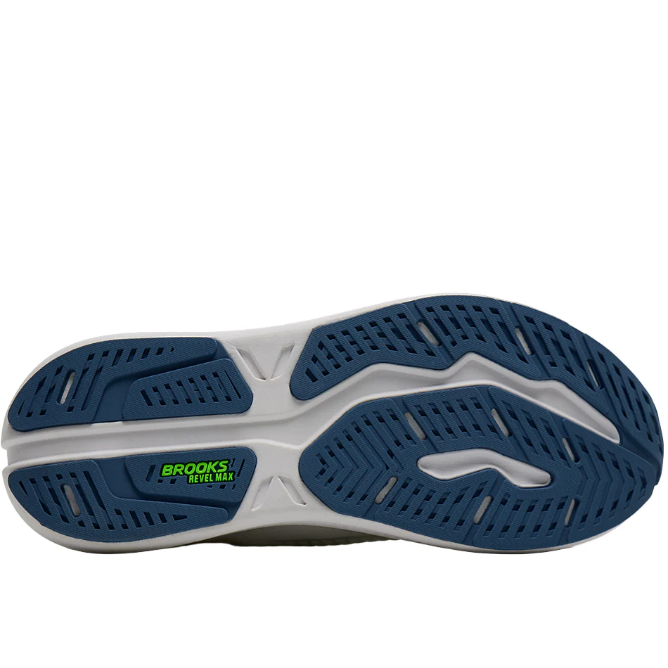 Brooks Men's Revel Max Running Shoes in White/Moonlight/Green Gecko SS26 - Image 3