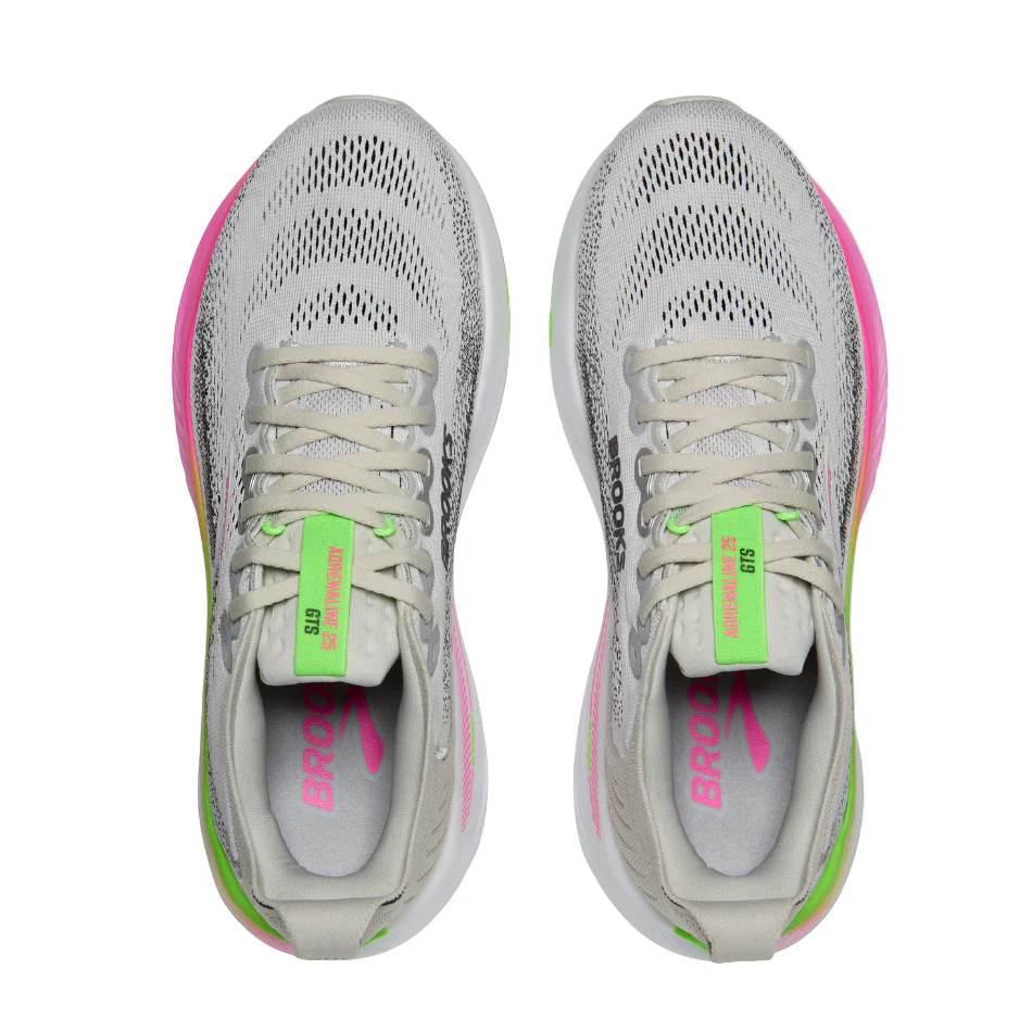 Brooks Women's Adrenaline GTS 25 Running Shoes in Oyster/Pink/Green SS26 - Image 2