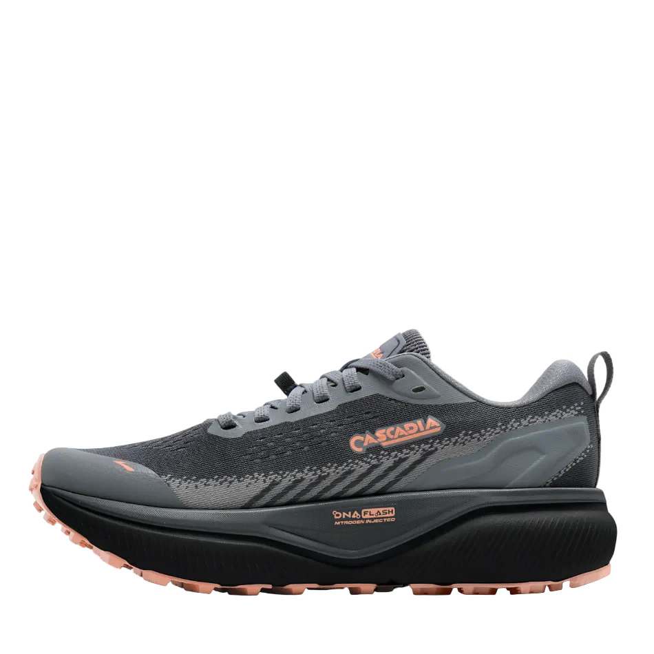 Brooks Women's Cascadia 20 Trail Running Shoes in Grey/Grey/Peach AW26 - Image 5