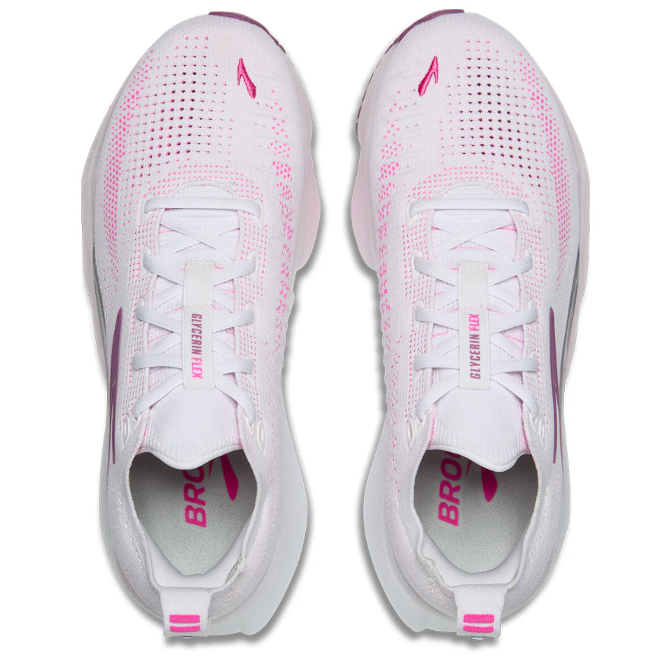 Brooks Women's Glycerin Flex Running Shoes in White/Cyber Pink/Argyle SS26 - Image 2