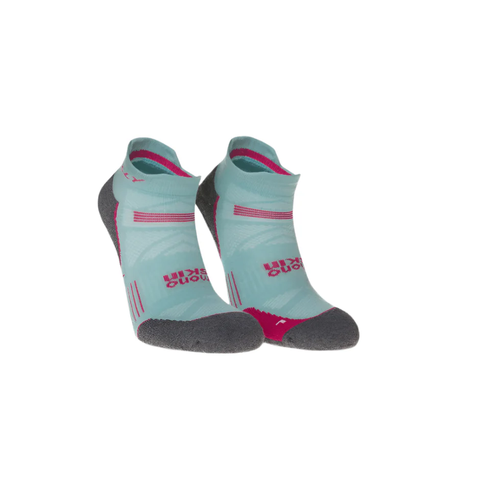 Hilly Supreme Socklet Med Running Socks in Aquamarine/Grey Marl SS25 - Image 2