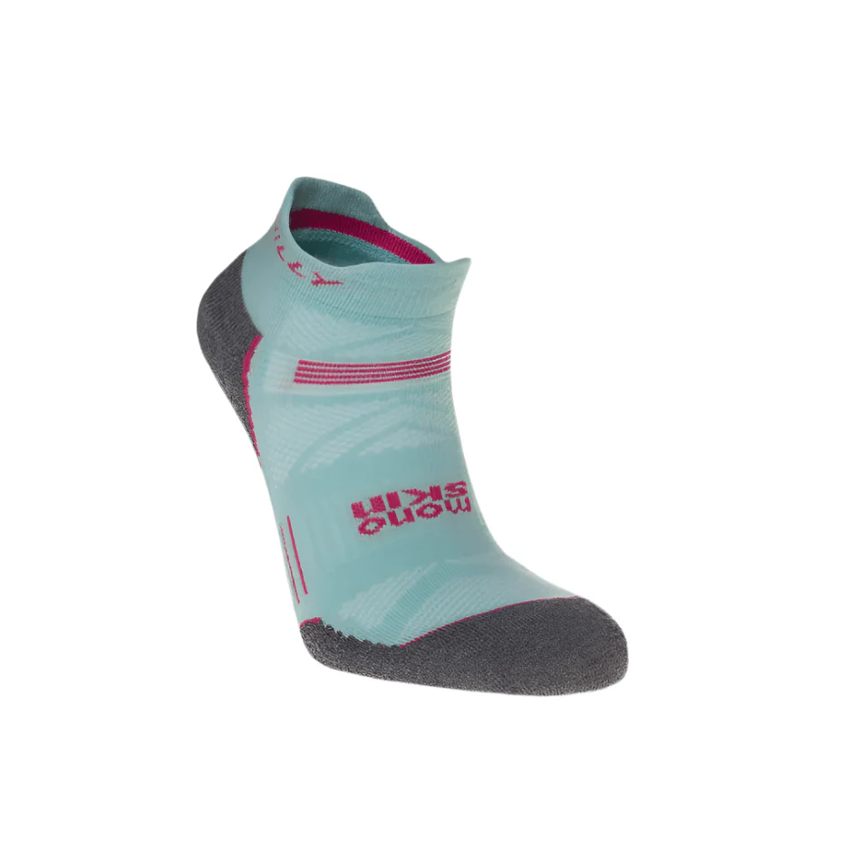 Hilly Supreme Socklet Med Running Socks in Aquamarine/Grey Marl SS25 - Image 3