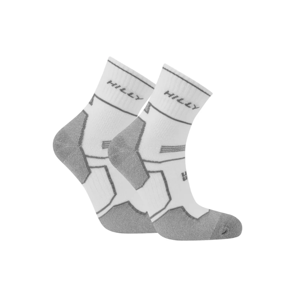 Hilly Unisex Twin Skin Anklet Socks Med in White/Grey Marl SS26 - Image 2