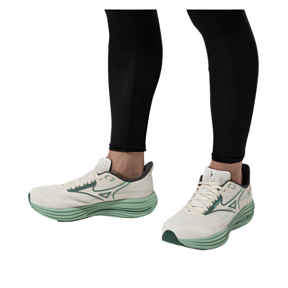 Mizuno Men's Wave Rider 29 Running Shoes in Snow White/Bistro Green/Crème De Menthe AW25 - Image 2