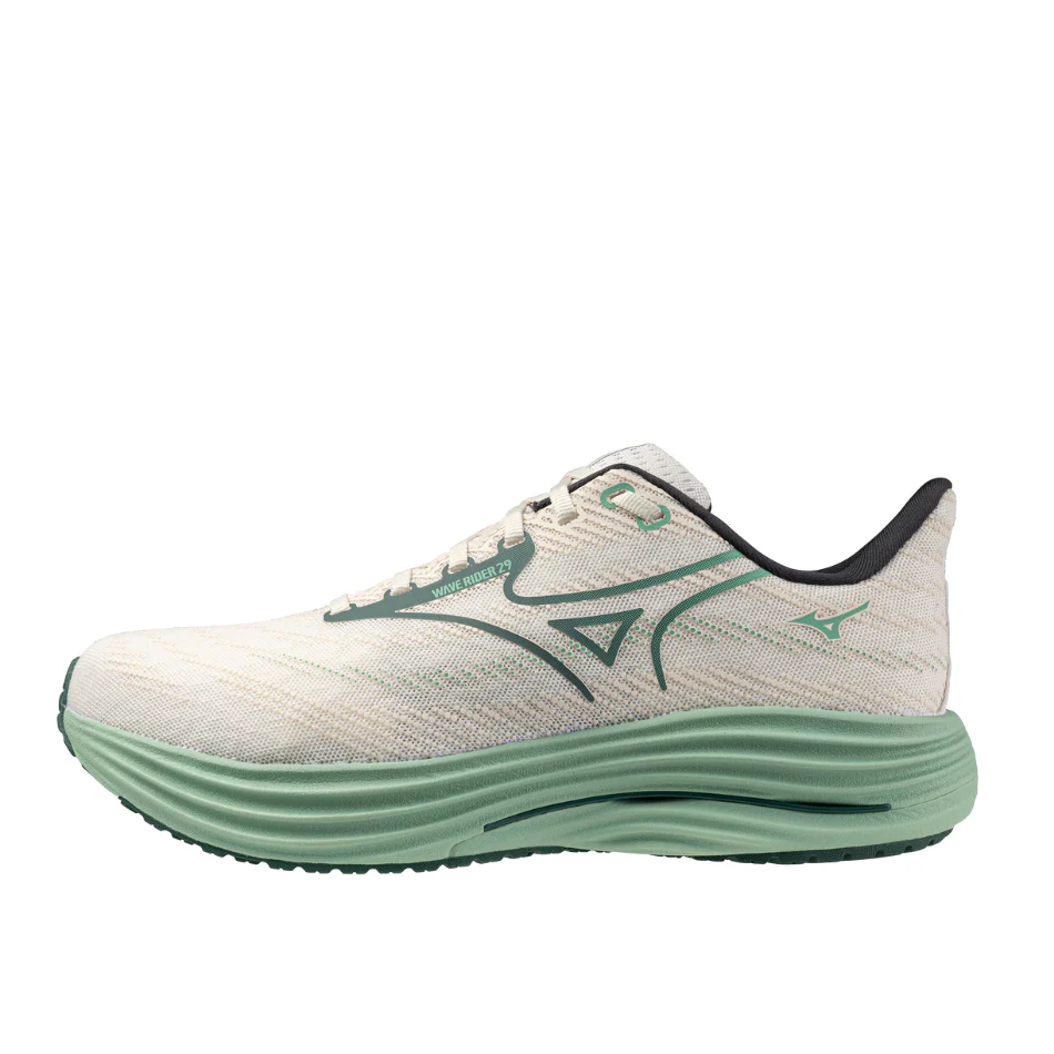 Mizuno Men's Wave Rider 29 Running Shoes in Snow White/Bistro Green/Crème De Menthe AW25 - Image 7