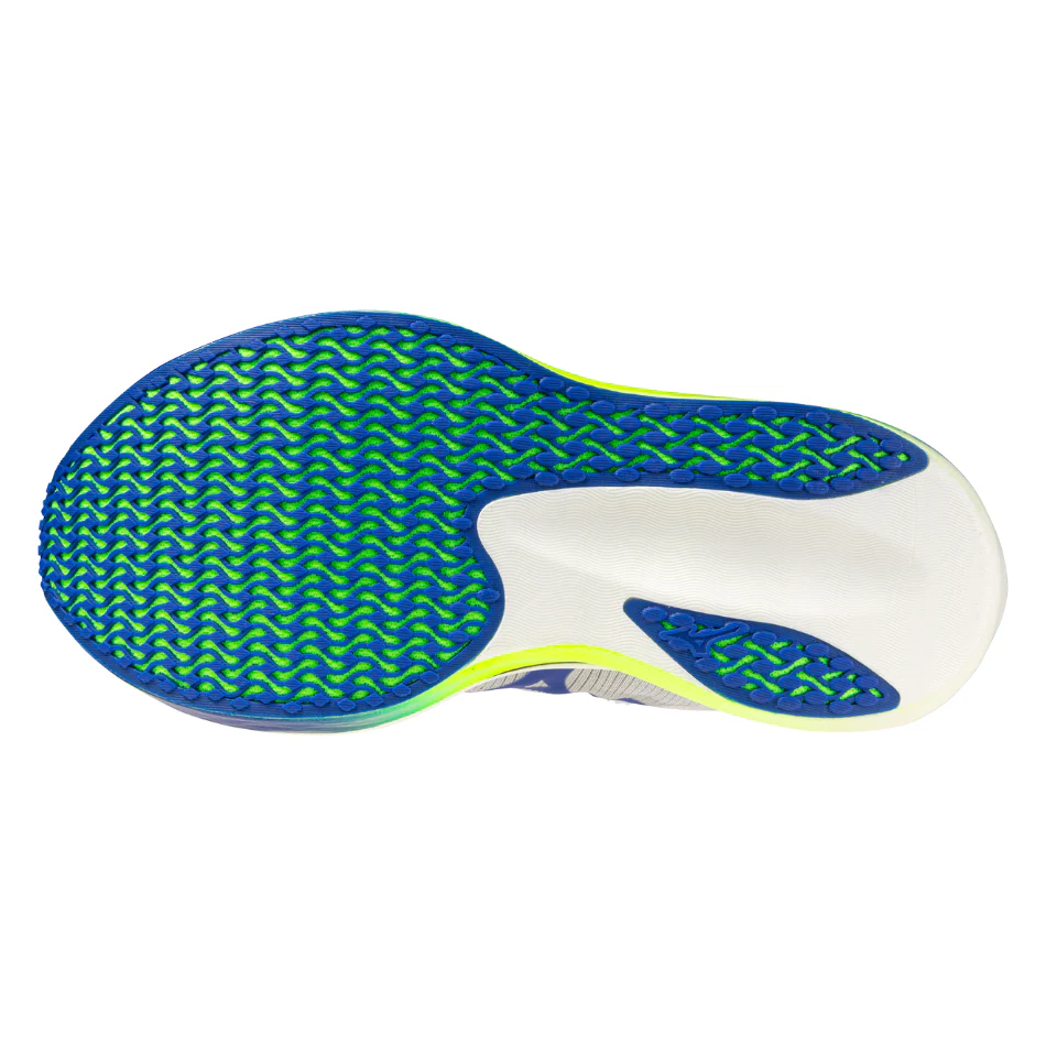 Mizuno Unisex Hyperwarp Pro Running Shoes in White/Lightening Yellow/Dazzling Blue SS26 - Image 3