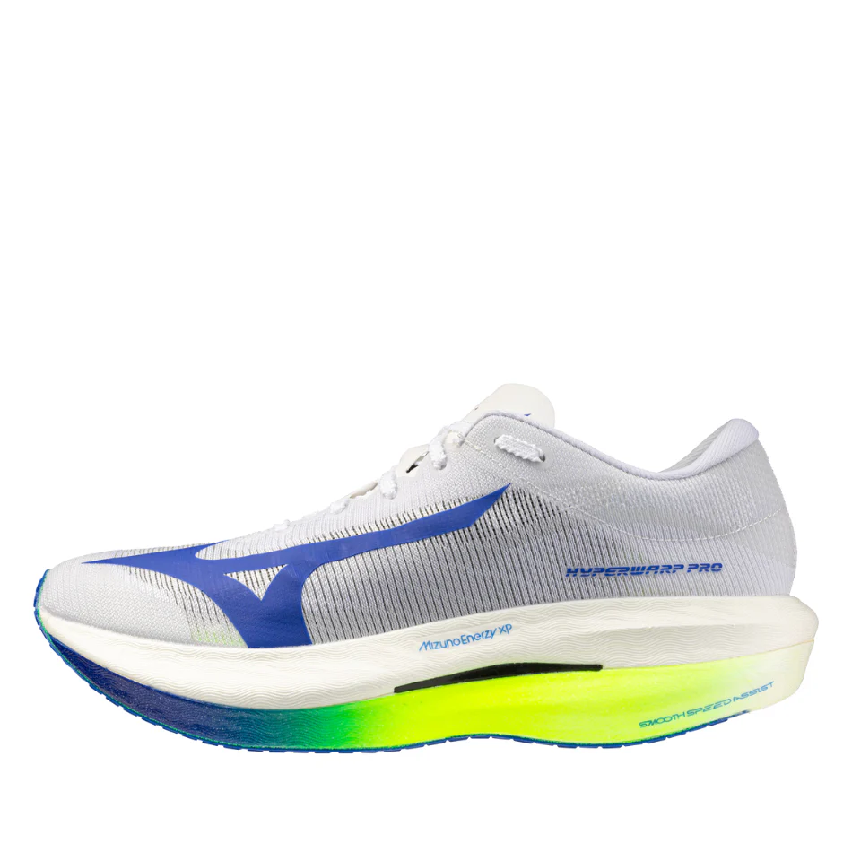 Mizuno Unisex Hyperwarp Pro Running Shoes in White/Lightening Yellow/Dazzling Blue SS26 - Image 4
