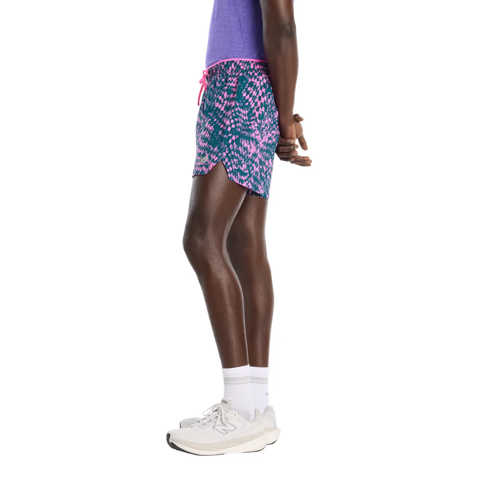 New Balance London Edition RC Print Short 5" in Pink Heat SS26 - Image 3
