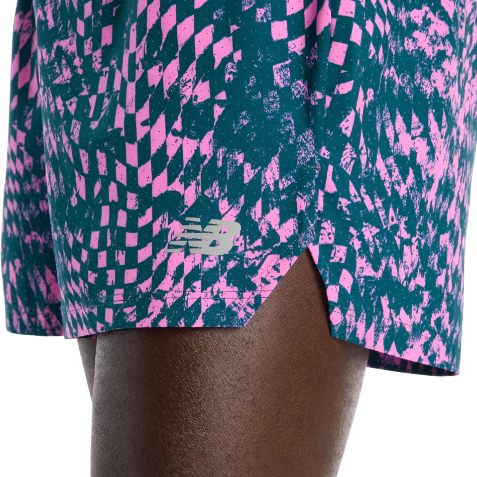 New Balance London Edition RC Print Short 5" in Pink Heat SS26 - Image 5