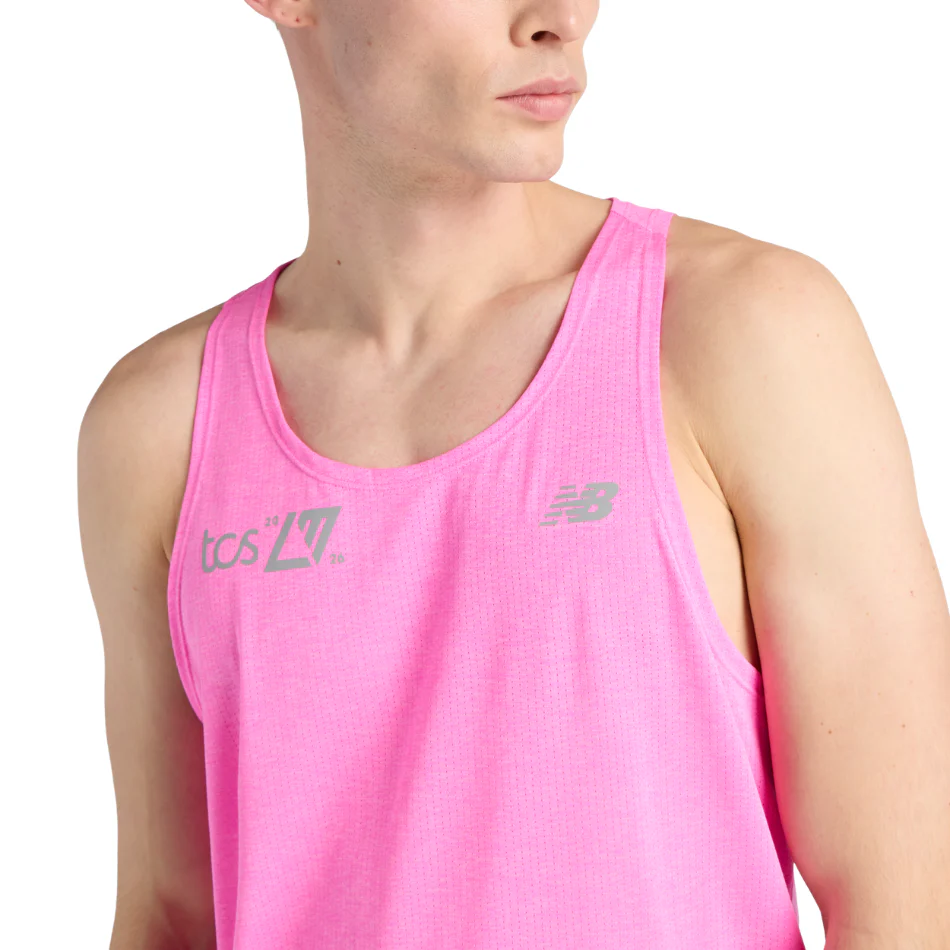 New Balance Men's London Edition Athletics Singlet in Pink Heat SS26 - Image 4