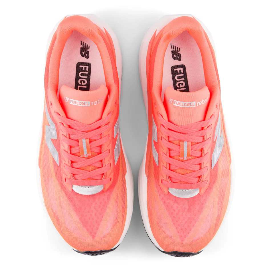 New Balance Women's Fuelcell Rebel V5 Running Shoes in Urgent Red/White/Silver Metallic AW25 - Image 2
