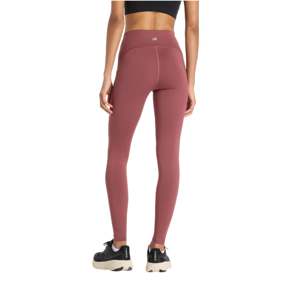 New Balance Women's Sleek Pocket High Rise Legging 27" in Washed Burgundy AW25 - Image 2