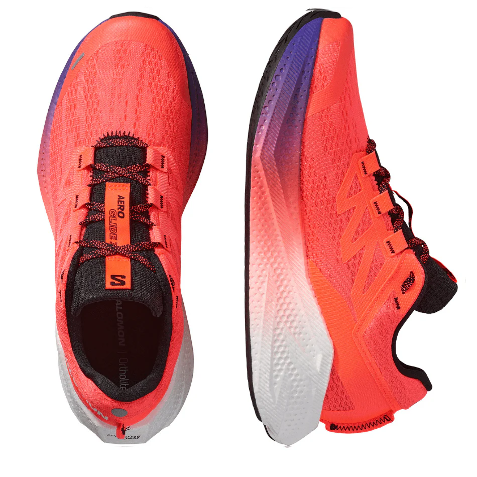 Salomon Men's Aeroglide 3 Gradient Running Shoes in Neon Flame/White/Black AW25 - Image 2