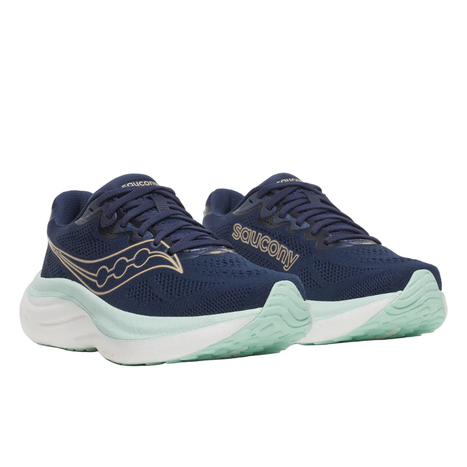 Saucony Women's Ride 19 Running Shoes in Navy/Aqua SS26 - Image 4