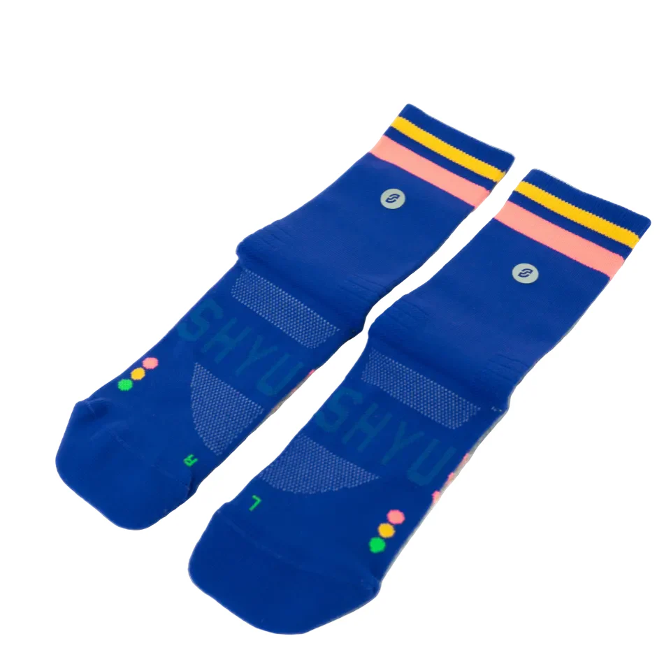 SHYU Racing Crew Running Socks in Blue/Blush/Apricot SS26 - Image 2
