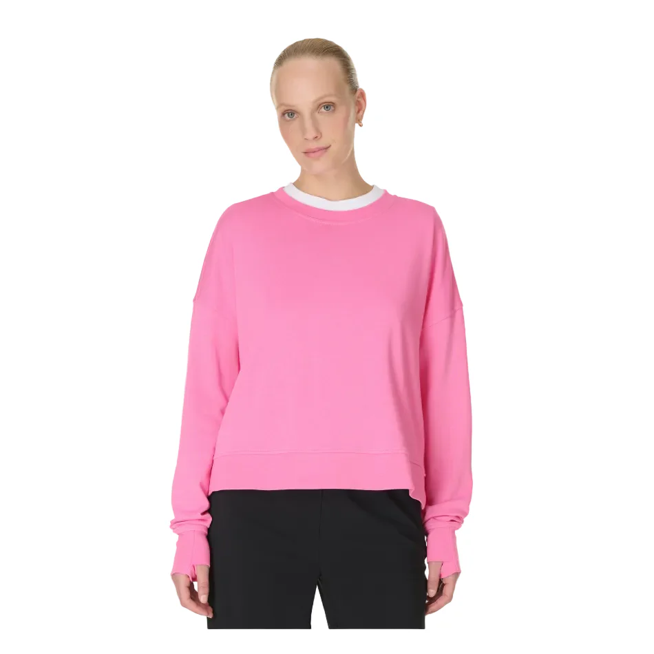 Sweaty Betty After Class Crop Sweatshirt in Guava Pink SS26 - Image 2