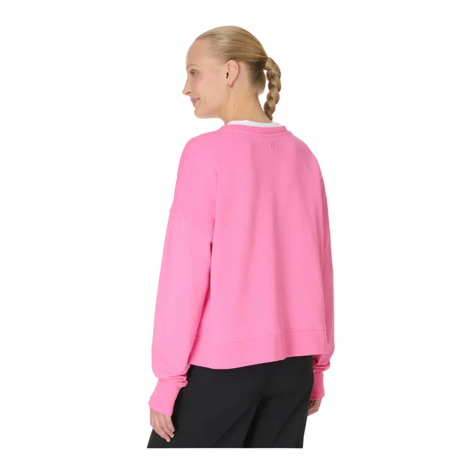 Sweaty Betty After Class Crop Sweatshirt in Guava Pink SS26 - Image 3