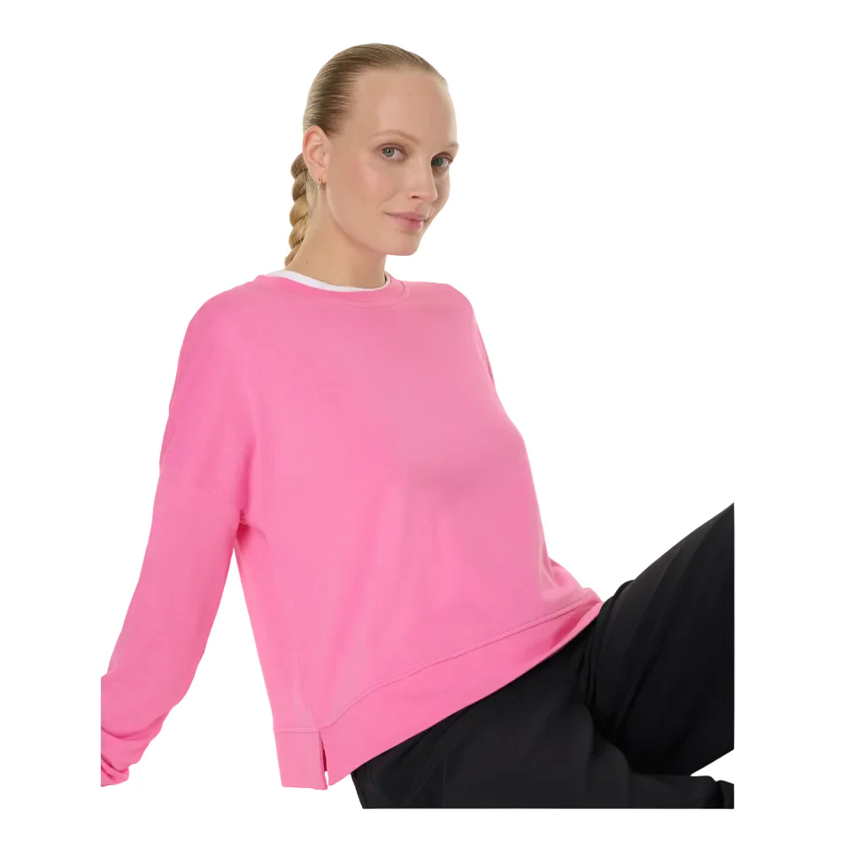 Sweaty Betty After Class Crop Sweatshirt in Guava Pink SS26 - Image 4