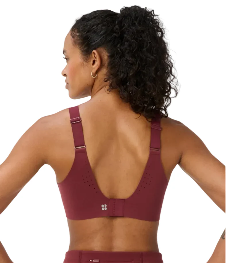 Sweaty Betty Runners High Sports Bra in Merlot Red AW26 - Image 3